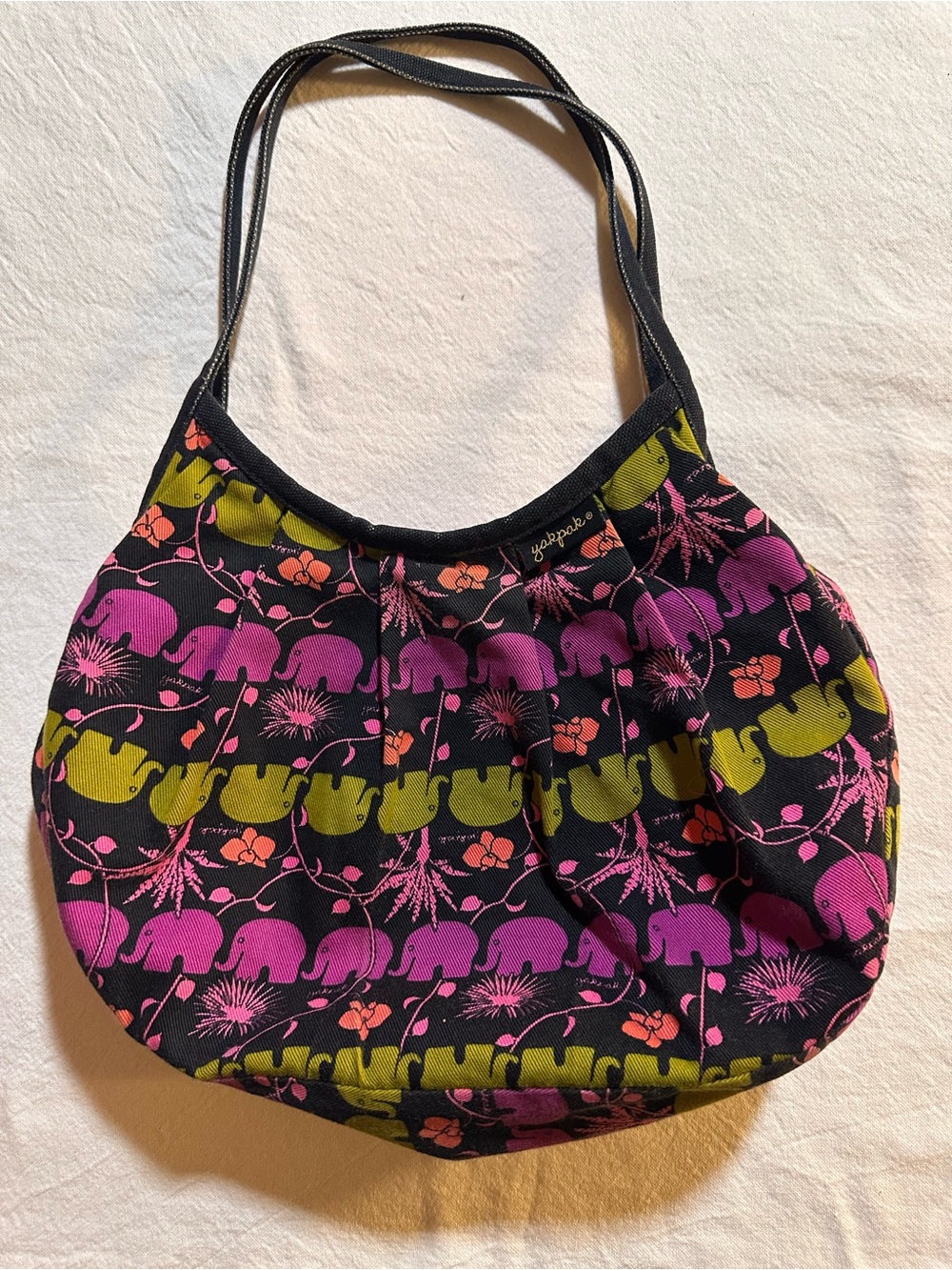 ⭐️ Yakpak Floral Elephant Shoulder Bag in Black, Pink & Lime